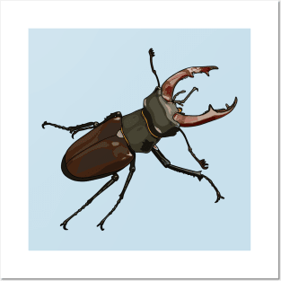 Stag beetle cartoon illustration Posters and Art